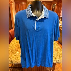 Robert Graham Vibrant Blue Polo with Patterned Collar